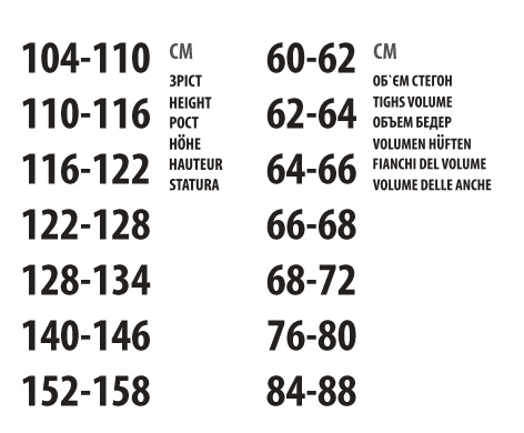 Розмірна сітка GIULIA дитячі колготки