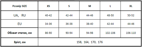Розмірна сітка GIULIA pants
