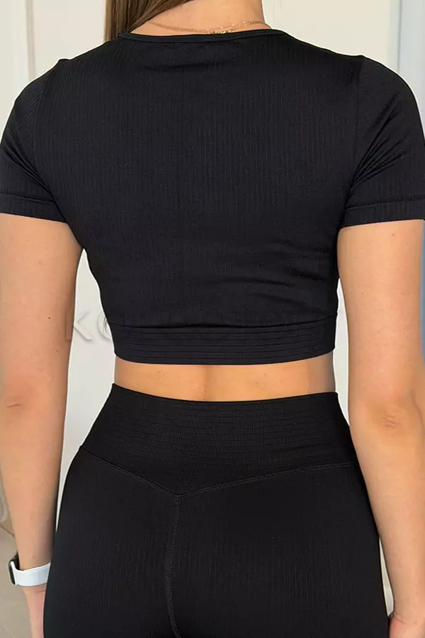 Безшовна футболка у рубчик оптом KOLGOTOFF Crop T-Shirt DEFINE RIBBED LUXE