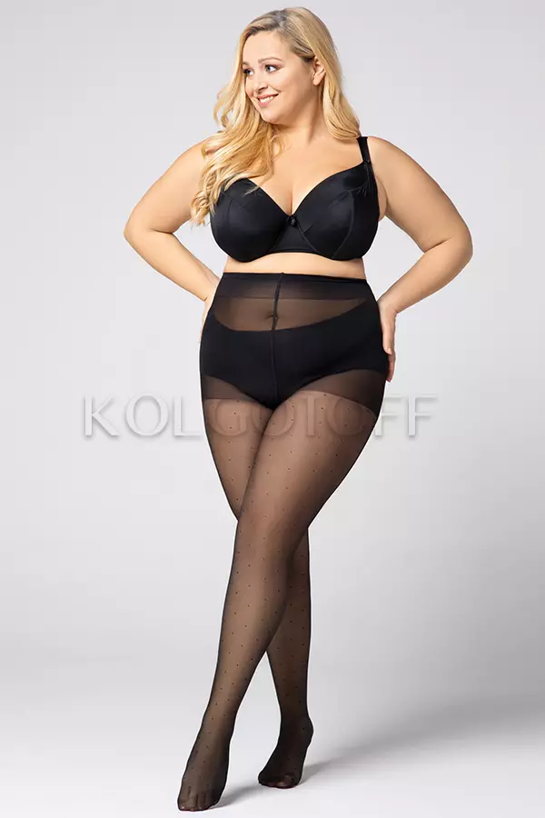 Колготки з візерунком жіночі великого розміру оптом Mona Dots Right 30