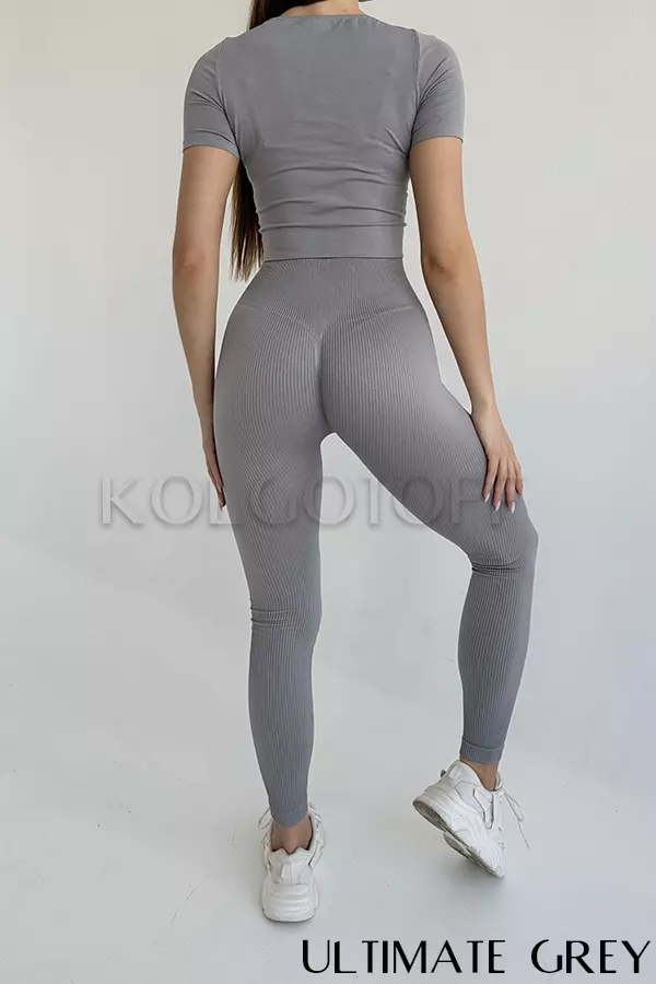 Легінси безшовні в рубчик з пуш-ап оптом GIULIA Leggings RIB
