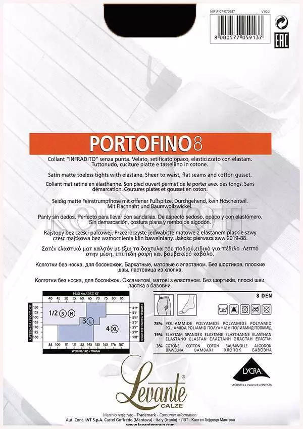 Колготки з відкритими пальчиками оптом LEVANTE Portofino 8