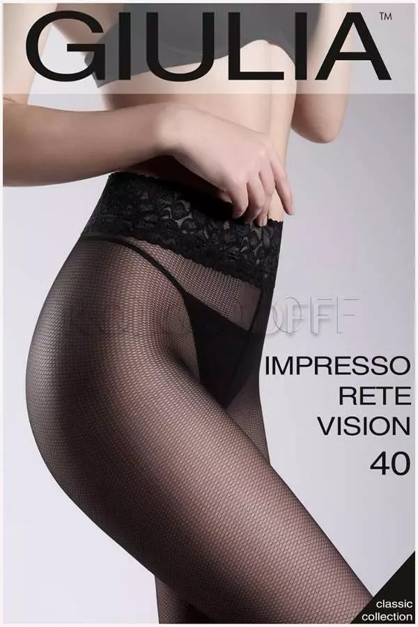 Колготки із силіконовим поясом оптом GIULIA Impresso Rete Vision 40
