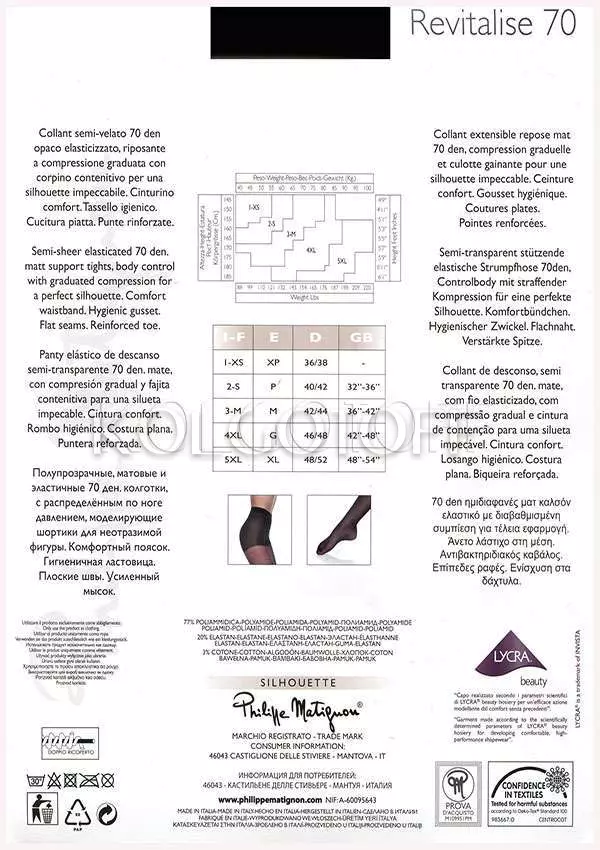 Щільні колготки з моделюючими шортиками PHILIPPE MATIGNON Revitalise 70
