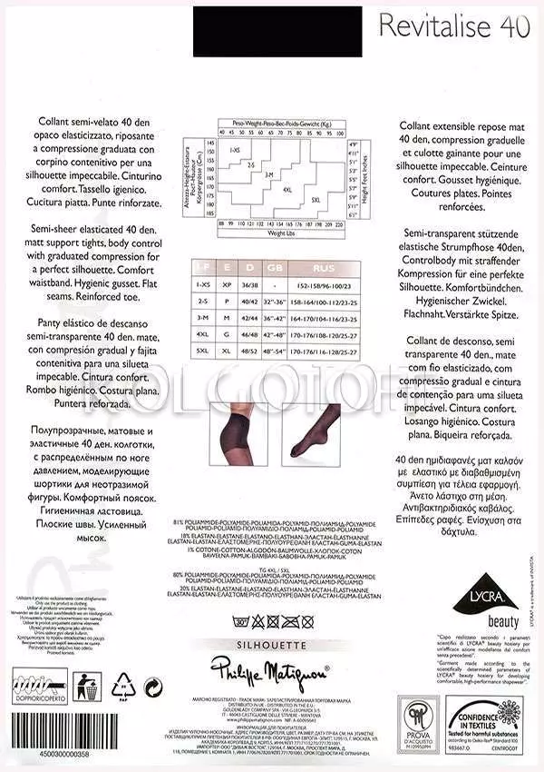Колготки з моделюючими шортиками оптом PHILIPPE MATIGNON Revitalise 40