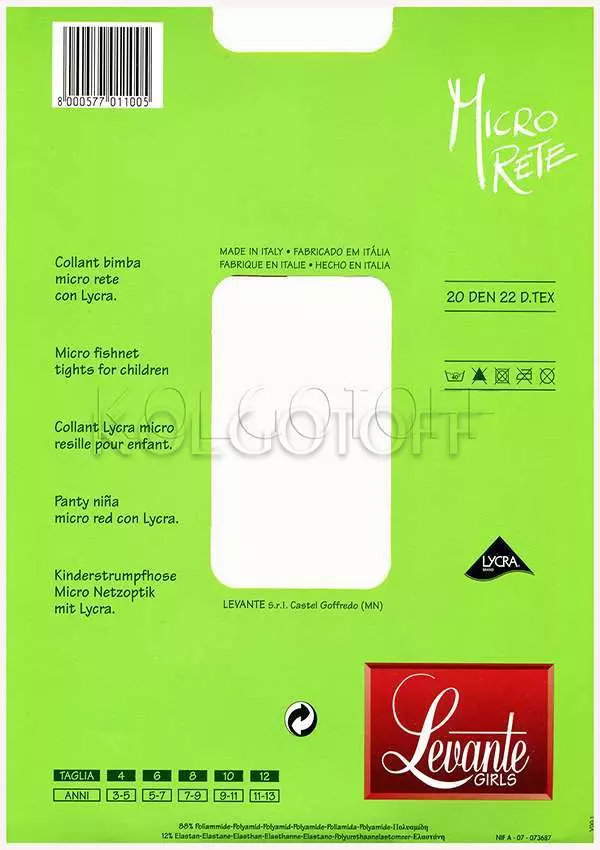 Колготки дитячі сітчасті оптом LEVANTE Micro Rete Bimba 20