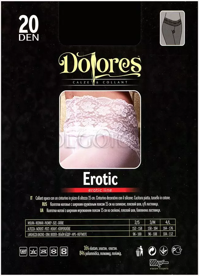 Колготки із силіконовим поясом оптом DOLORES Erotic 20
