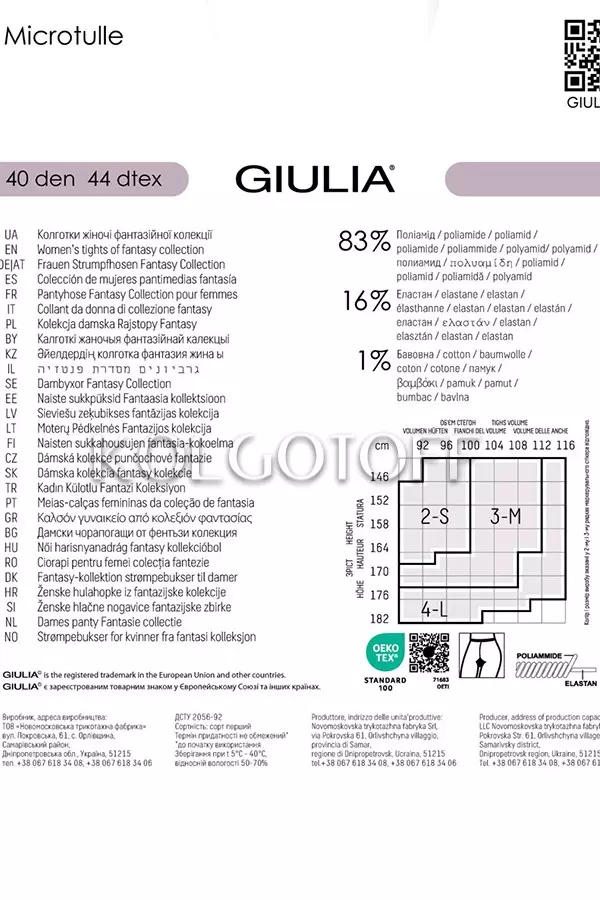 Колготки жіночі оптом GIULIA MICROTULLE 40