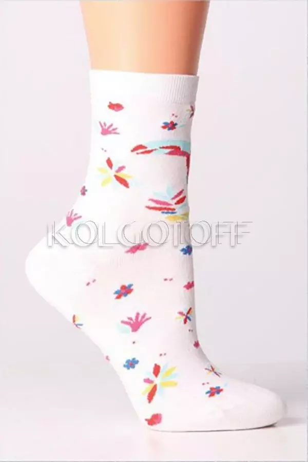 Шкарпетки жіночі бавовняні з візерунком оптом GIULIA LSL-04