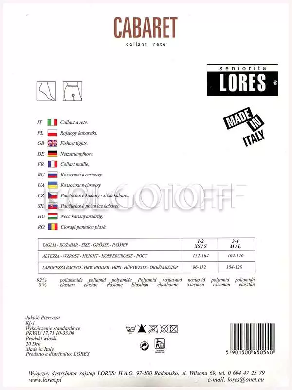 Колготки жіночі в сітку оптом Lores Cabaret Rete