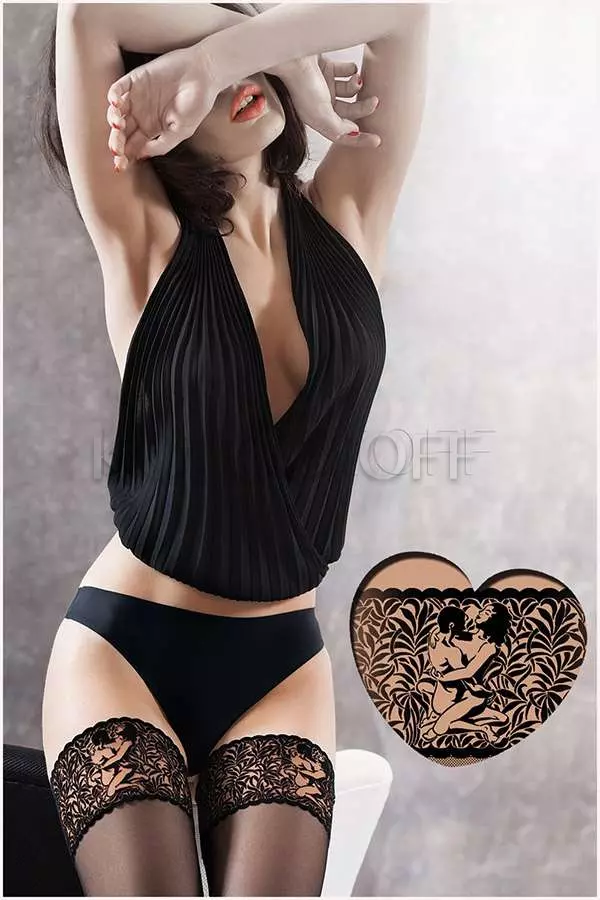 Панчохи з еротичним візерунком на гумці GATTA Ars Amandi Calze 01