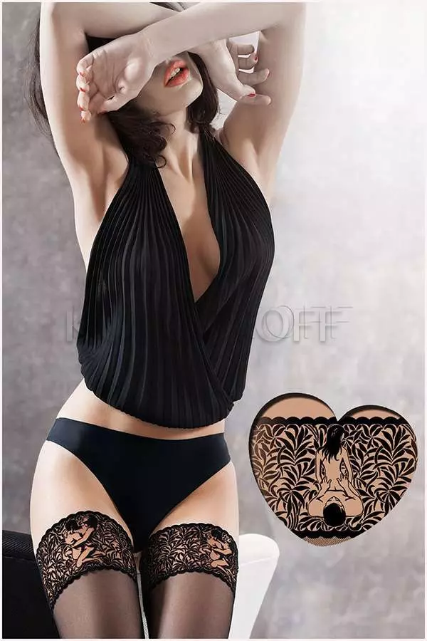 Панчохи з еротичним візерунком на гумці GATTA Ars Amandi Calze 02