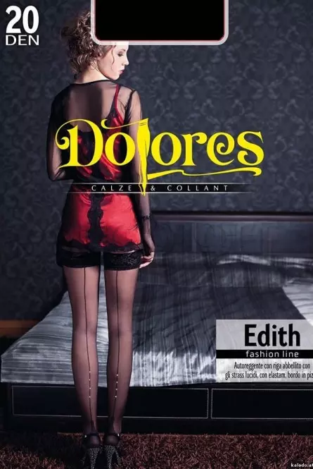 Панчохи жіночі зі швом ззаду та стразами оптом DOLORES Edith 20