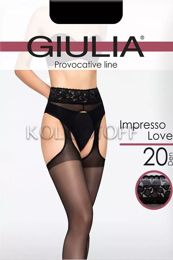 Колготки з імітацією панчохи оптом GIULIA Impresso Love 20