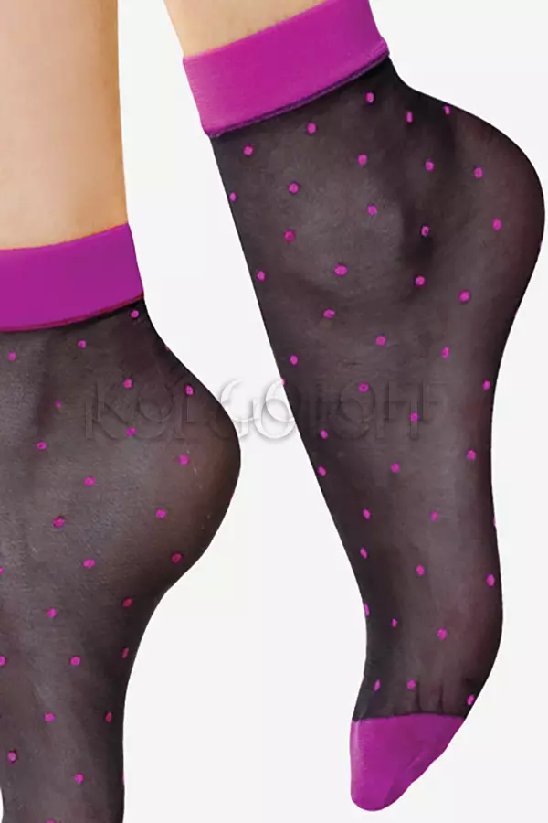 Шкарпетки жіночі з візерунком оптом LORES Pois Fuxia 20 calzino