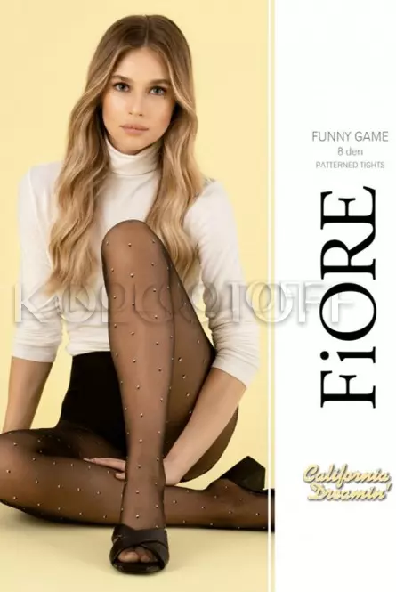 Ультратонкі колготки з візерунком у точку оптом FIORE Funny Game 8 den