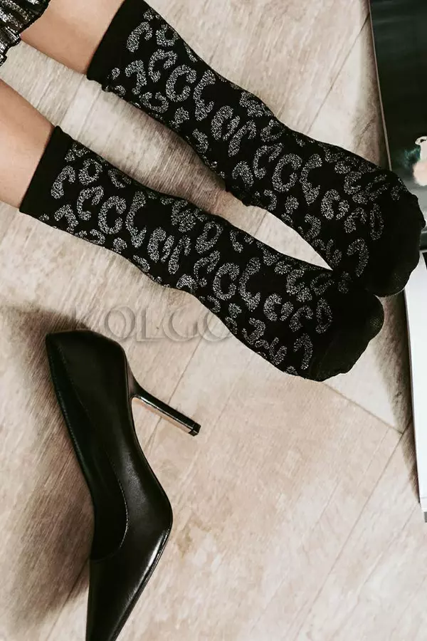 Шкарпетки жіночі з бавовною оптом STEVEN ART 066 lurex leopard