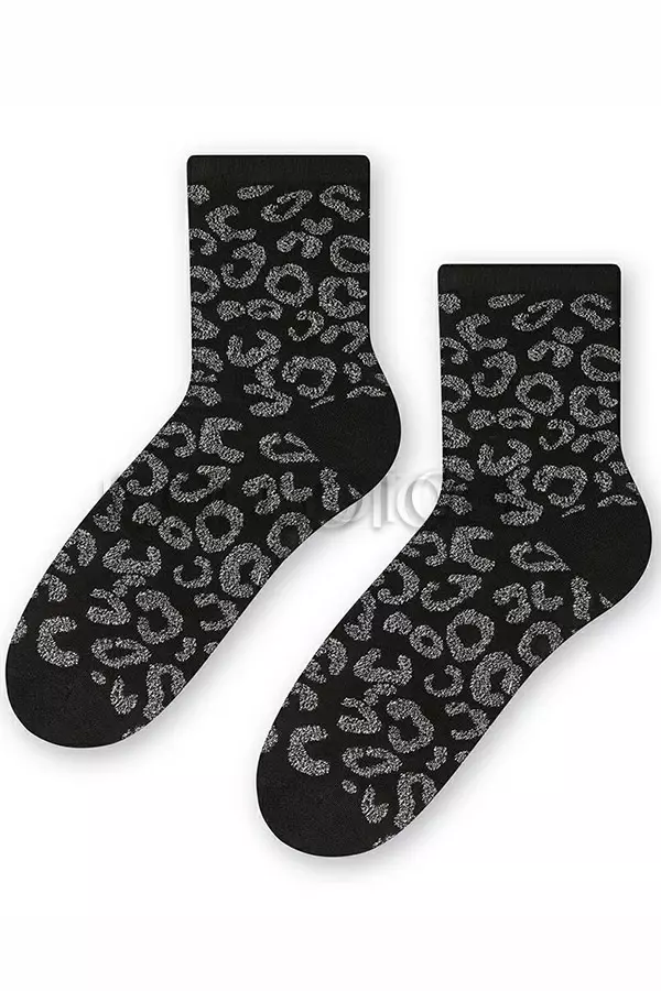 Шкарпетки жіночі з бавовною оптом STEVEN ART 066 lurex leopard