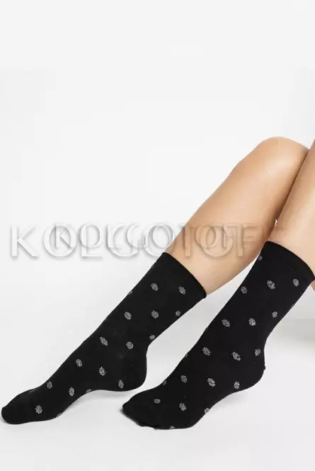 Шкарпетки жіночі з бавовною оптом STEVEN ART 066 lurex горох