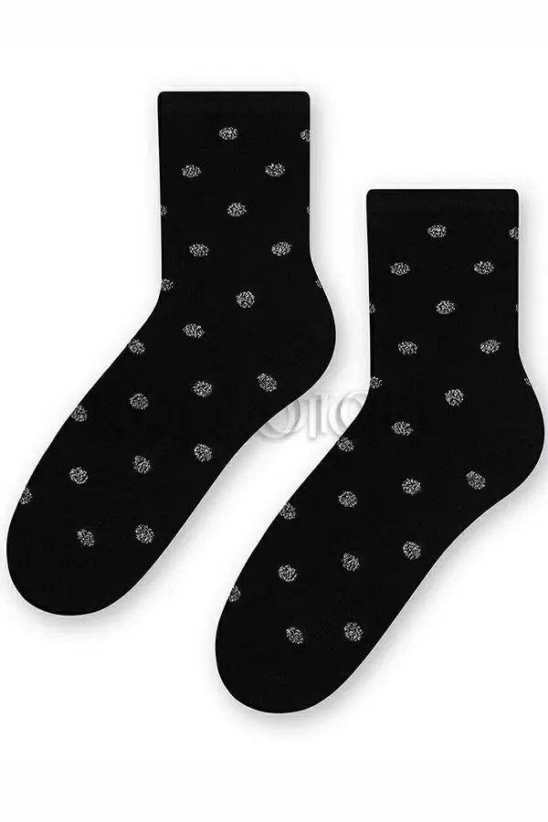 Шкарпетки жіночі з бавовною оптом STEVEN ART 066 lurex горох