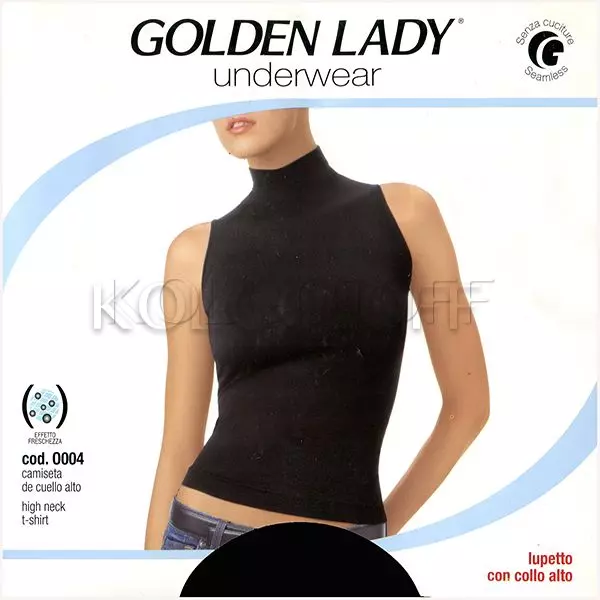 Бесшовная майка с высоким воротом оптом GOLDEN LADY Maglia collo alto