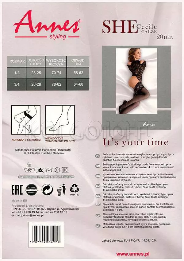 Панчохи з широкою мереживною коронкою оптом ANNES Cecile calze 20