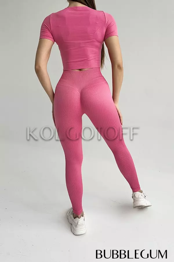 Легінси безшовні в рубчик з пуш-ап оптом GIULIA Leggings RIB