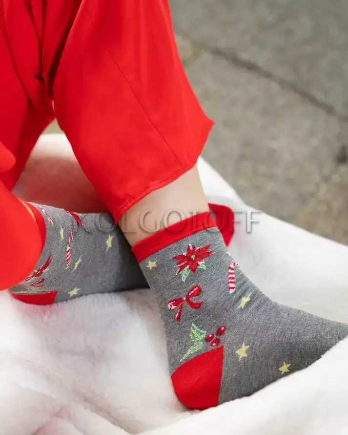 Жіночі шкарпетки з новорічним візерунком оптом STEVEN ART 136