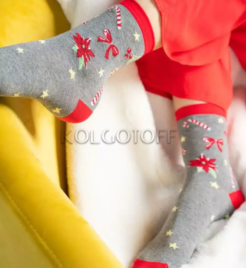 Жіночі шкарпетки з новорічним візерунком оптом STEVEN ART 136