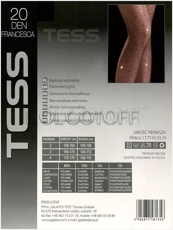 Колготки з люрексом оптом TESS Francesca 20