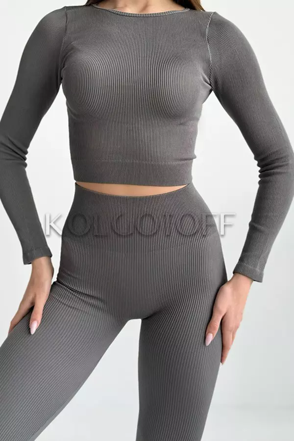 Безшовна кофта у рубчик оптом KOLGOTOFF Crop Top RIBBED