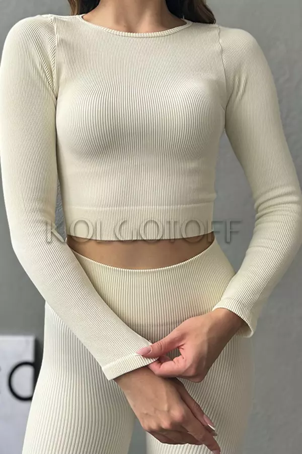 Безшовна кофта у рубчик оптом KOLGOTOFF Crop Top RIBBED