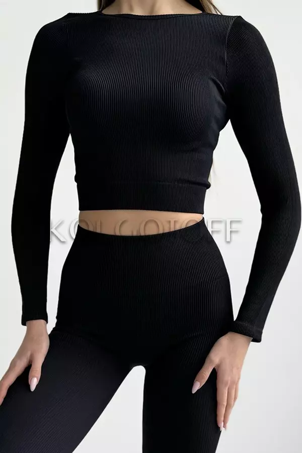 Безшовна кофта у рубчик оптом KOLGOTOFF Crop Top RIBBED