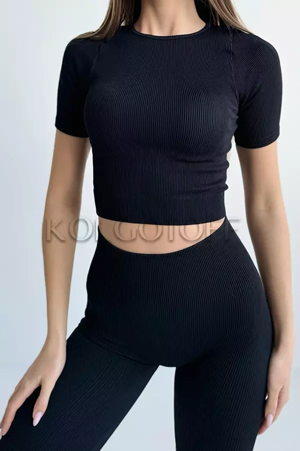 Жіноча футболка у рубчик оптом KOLGOTOFF Crop T-Shirt RIBBED
