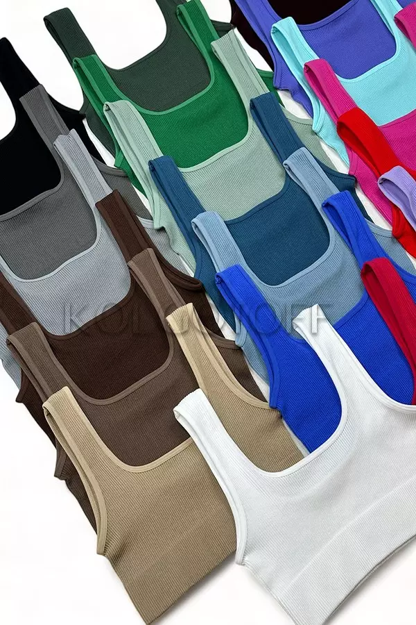 Топ жіночий безщовний в рубчик оптом KOLGOTOFF Top Basic RIBBED